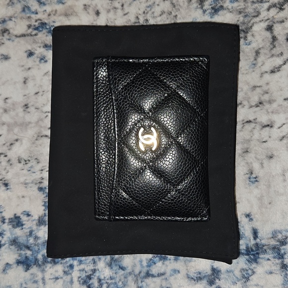 CHANEL Black Caviar Quilted Leather Classic Cardholder Case Gold CC - Picture 4 of 9